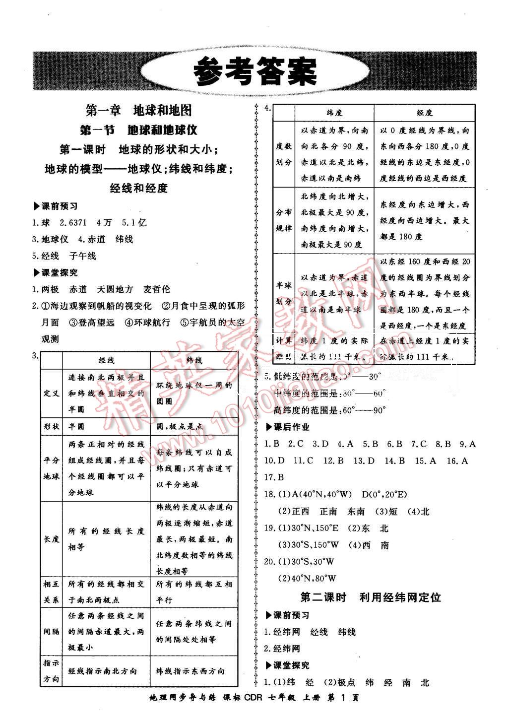 2015年新學(xué)案同步導(dǎo)與練七年級(jí)地理上冊(cè)人教版 第1頁(yè)