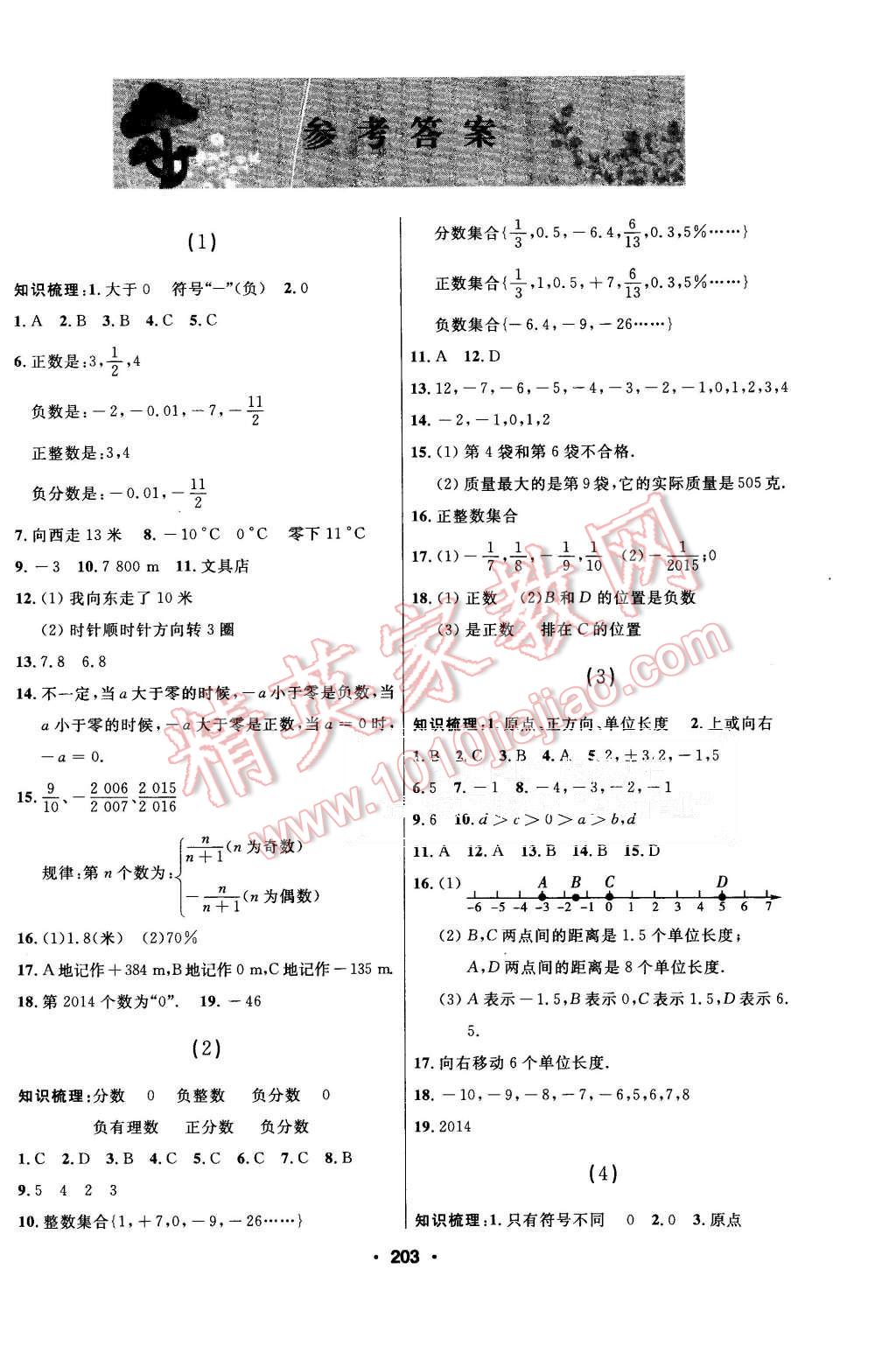 2015年試題優(yōu)化課堂同步七年級(jí)數(shù)學(xué)上冊(cè)人教版 第1頁(yè)