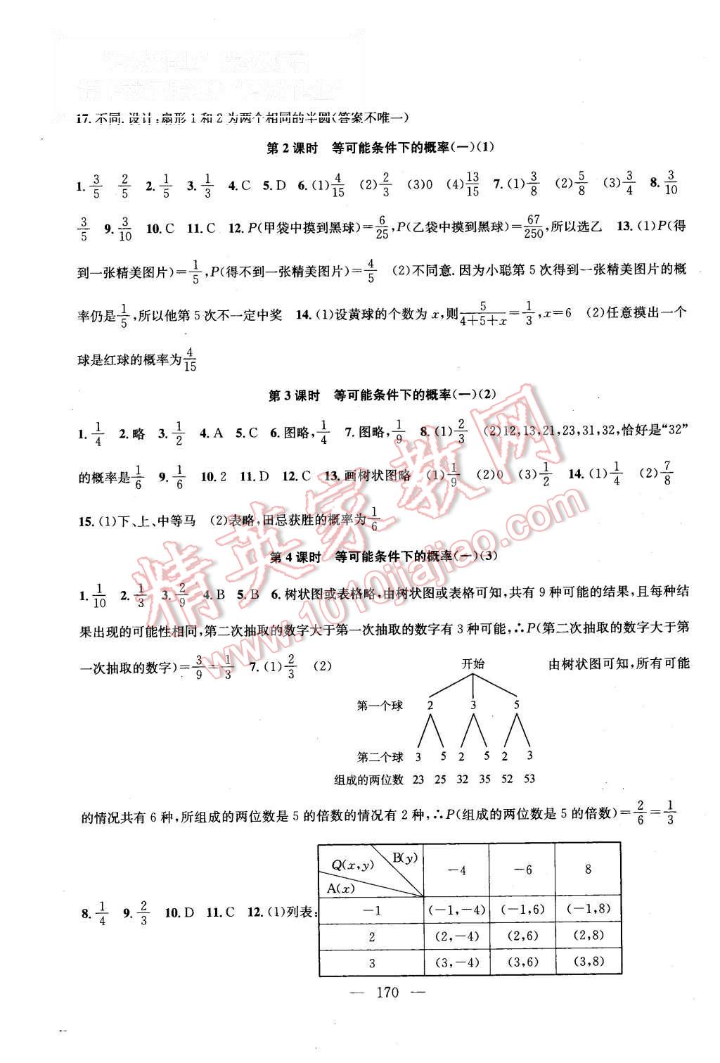 2015年金钥匙1加1课时作业加目标检测九年级数学上册国标江苏版 第16页