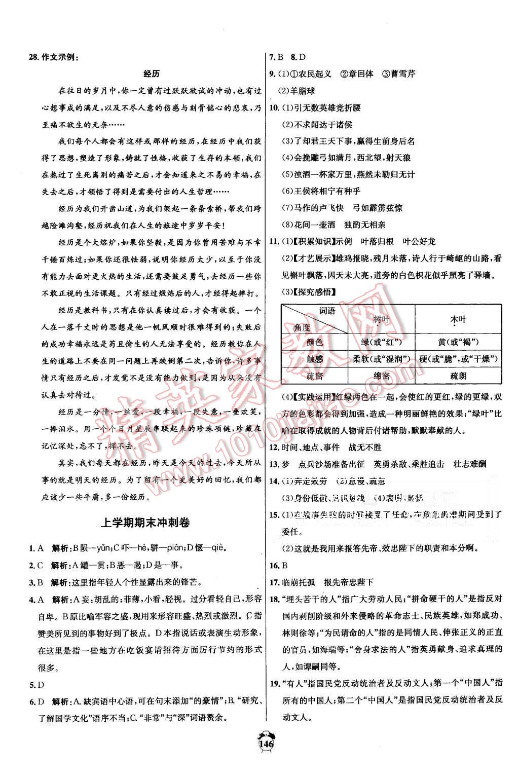 2015年阳光夺冠九年级语文全一册人教版 第8页