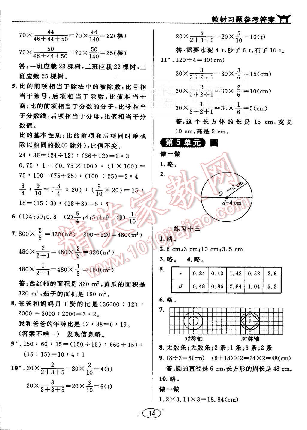 课本六年级数学上册人教版 第14页