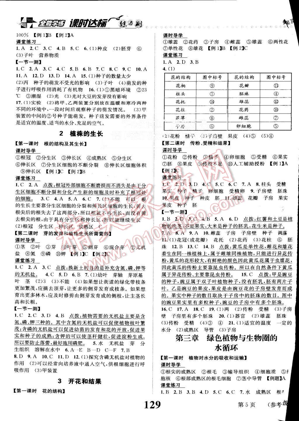 2015年課時達標(biāo)練與測七年級生物上冊人教版 第5頁