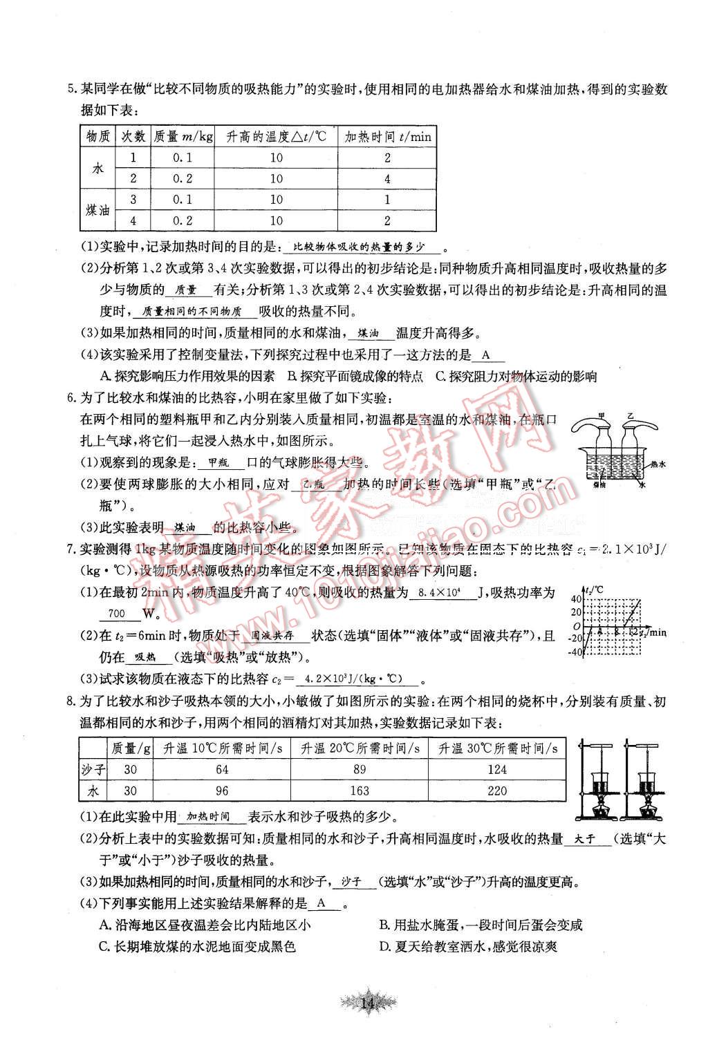 2015年思維新觀察課時(shí)作業(yè)九年級(jí)物理全一冊(cè)人教版 第14頁(yè)