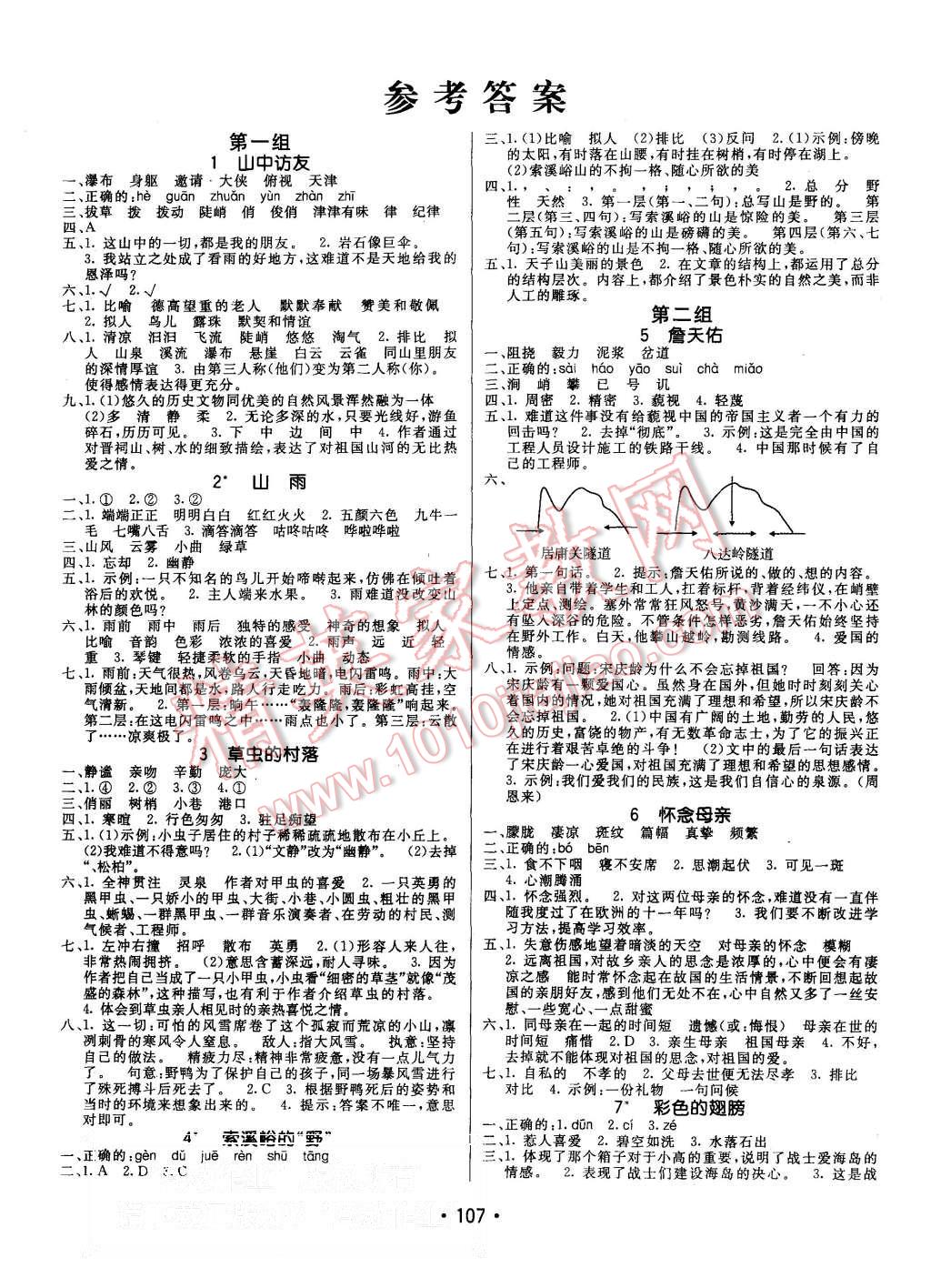 2015年同行课课100分过关作业六年级语文上册人教版 第1页