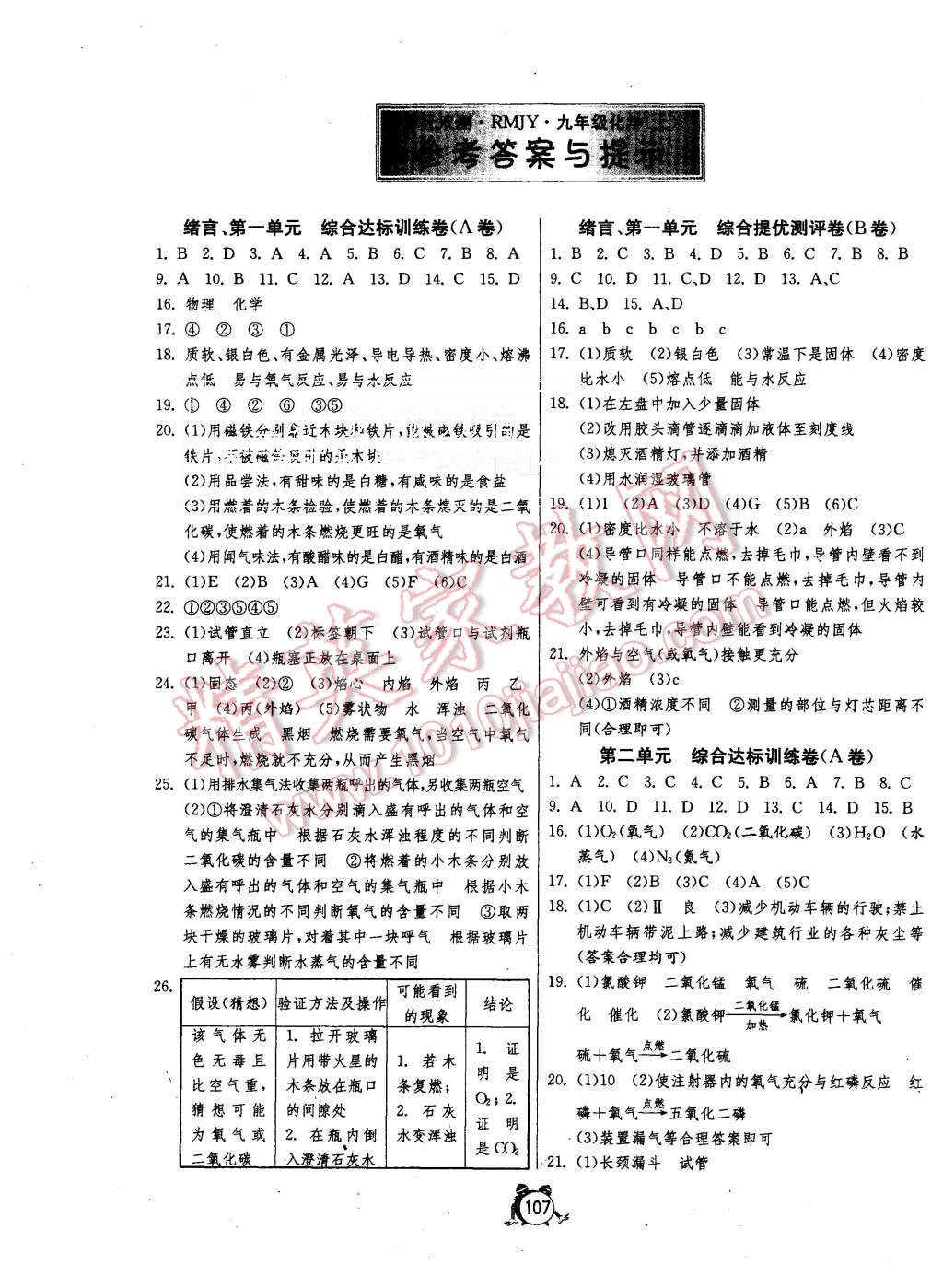 2015年單元雙測(cè)全程提優(yōu)測(cè)評(píng)卷九年級(jí)化學(xué)上冊(cè)人教版 第1頁(yè)