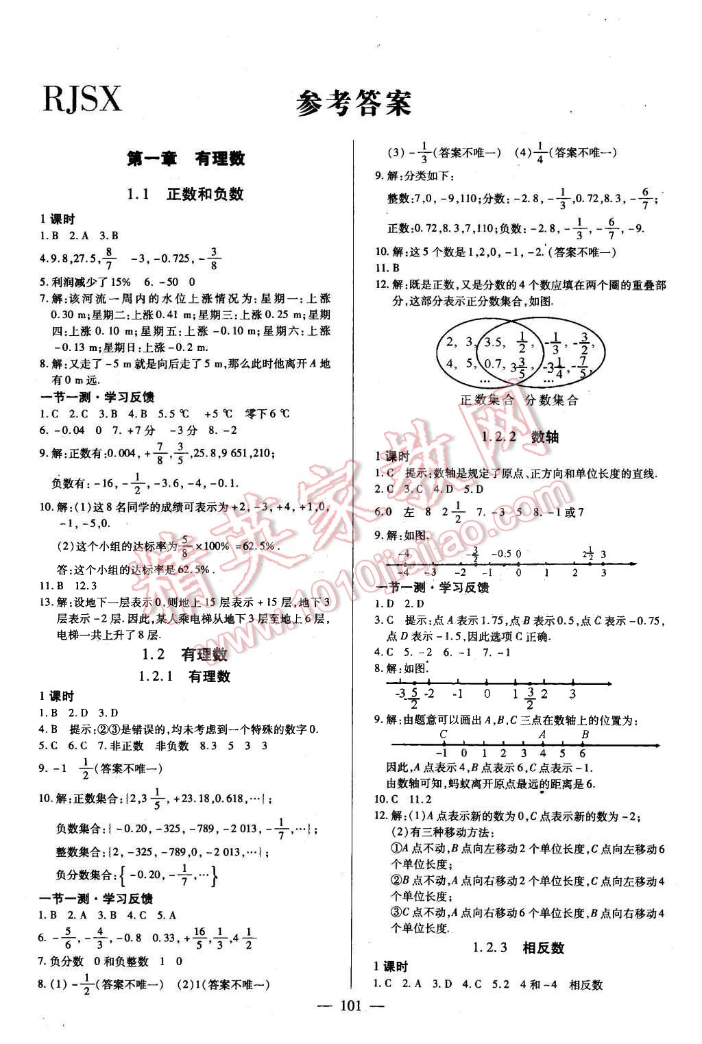 2015年課堂達標(biāo)檢測七年級數(shù)學(xué)上冊人教版 第1頁