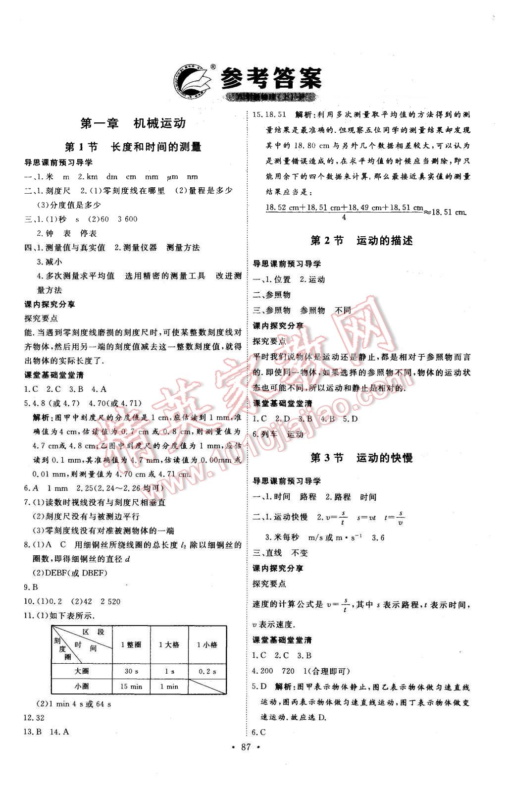 2015年優(yōu)加學案課時通八年級物理上冊人教版 第1頁