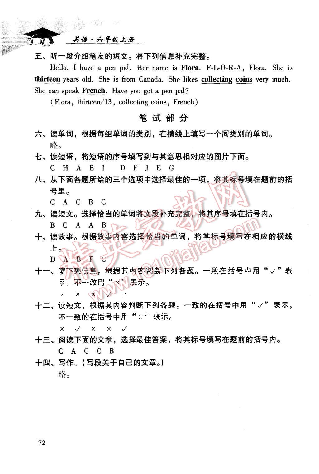 2015年學(xué)習(xí)探究診斷六年級(jí)英語(yǔ)上冊(cè)外研版 第18頁(yè)