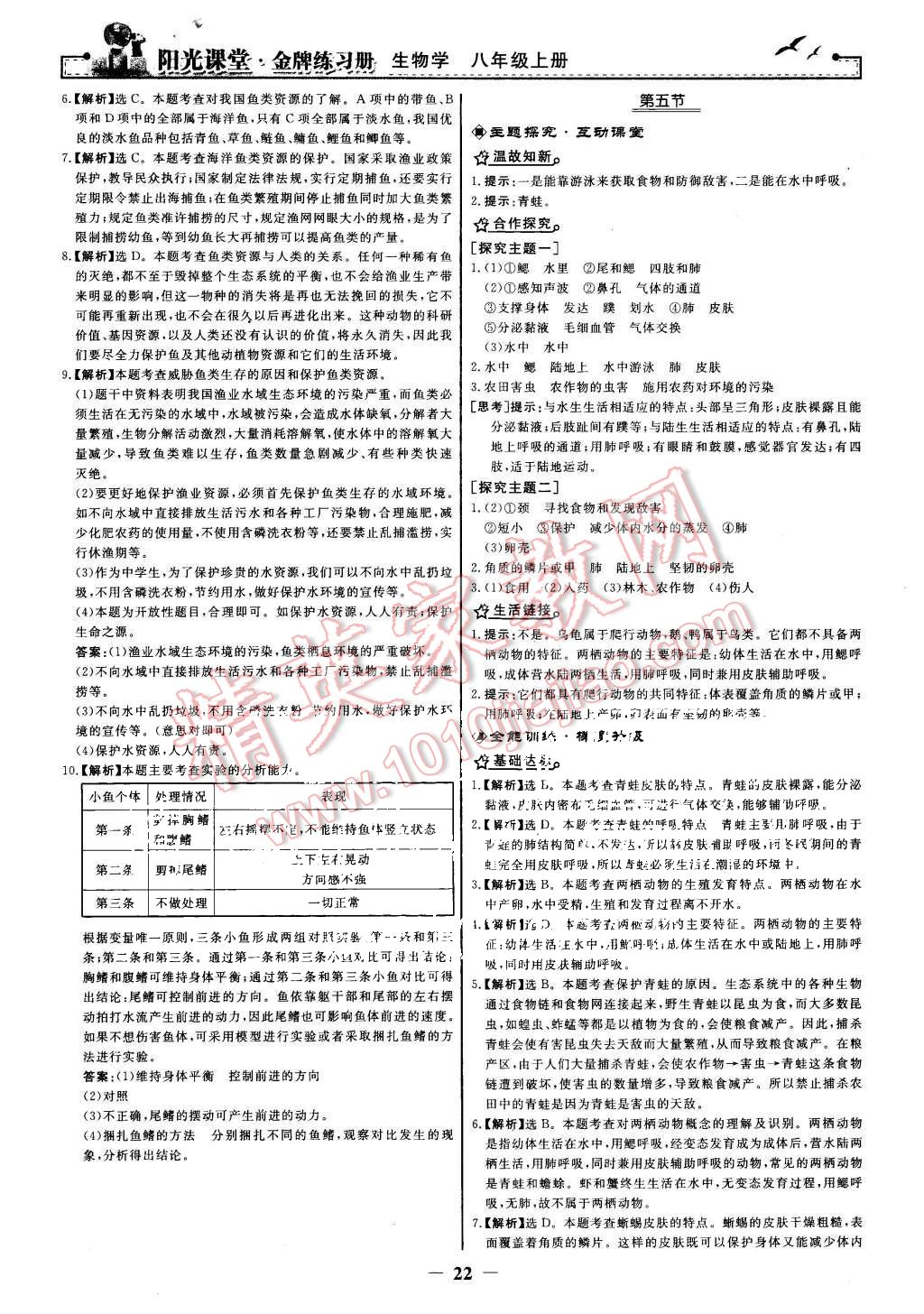 2015年陽光課堂金牌練習(xí)冊(cè)八年級(jí)生物學(xué)上冊(cè)人教版 第6頁