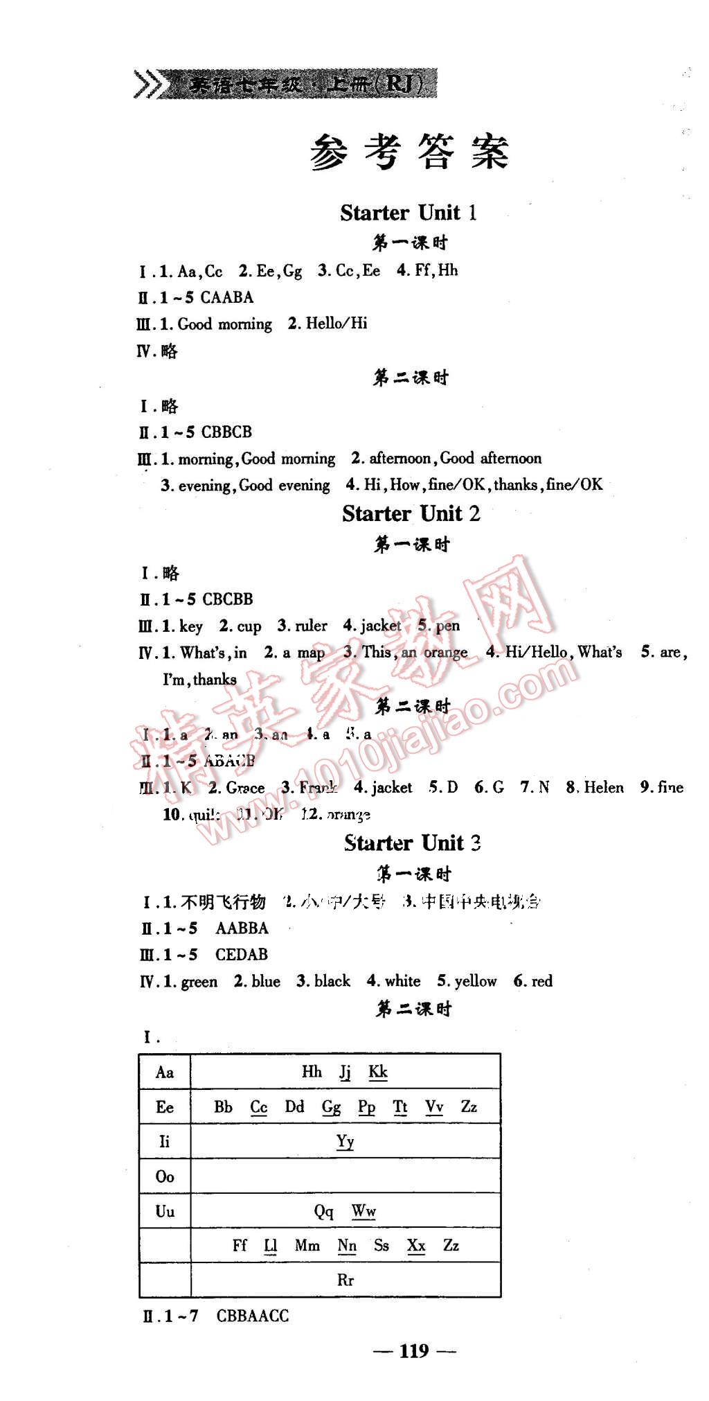 2015年高效学案金典课堂七年级英语上册人教版 第1页