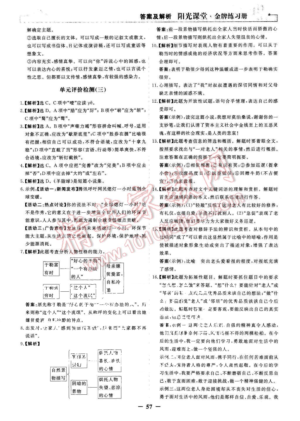 2015年阳光课堂金牌练习册九年级语文上册人教版 第25页