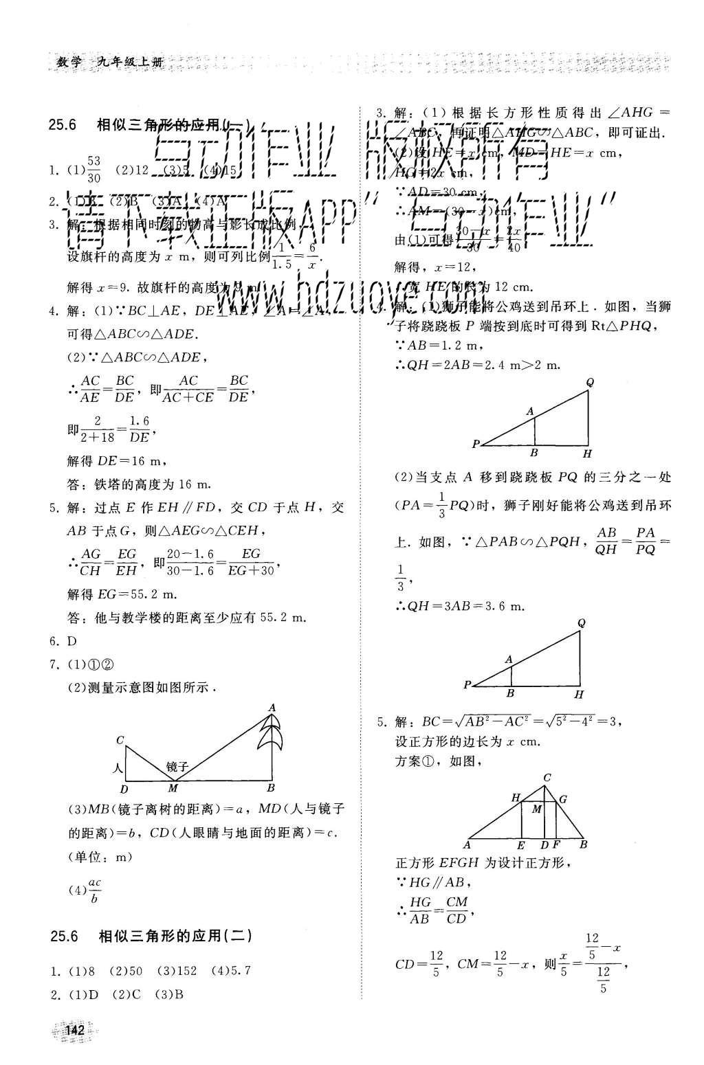 2016年同步练习册九年级数学上册冀教版河北教育出版社 参考答案第13页