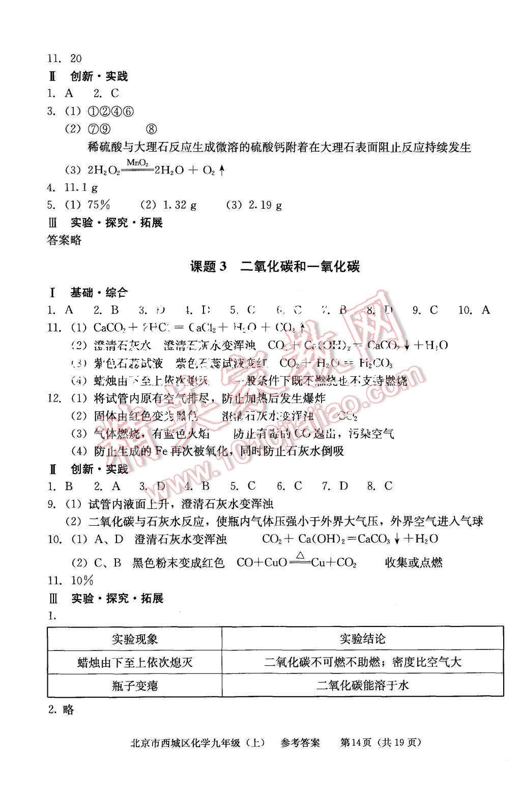 2015年学习探究诊断九年级化学上册 第14页