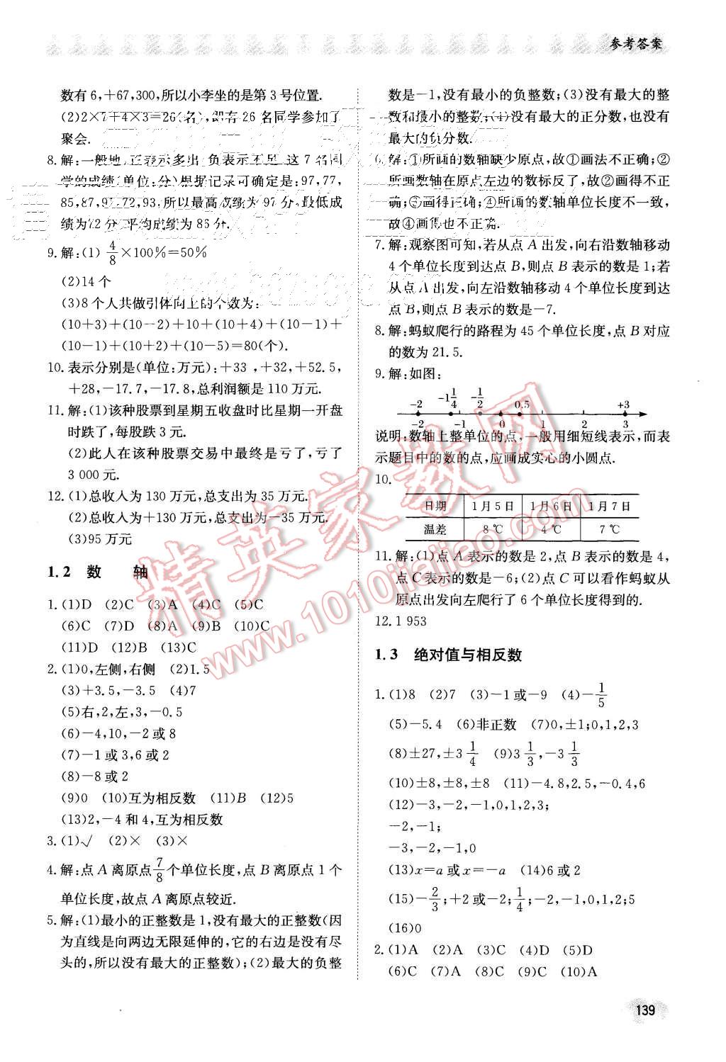 2015年同步练习册七年级数学上册冀教版 第2页