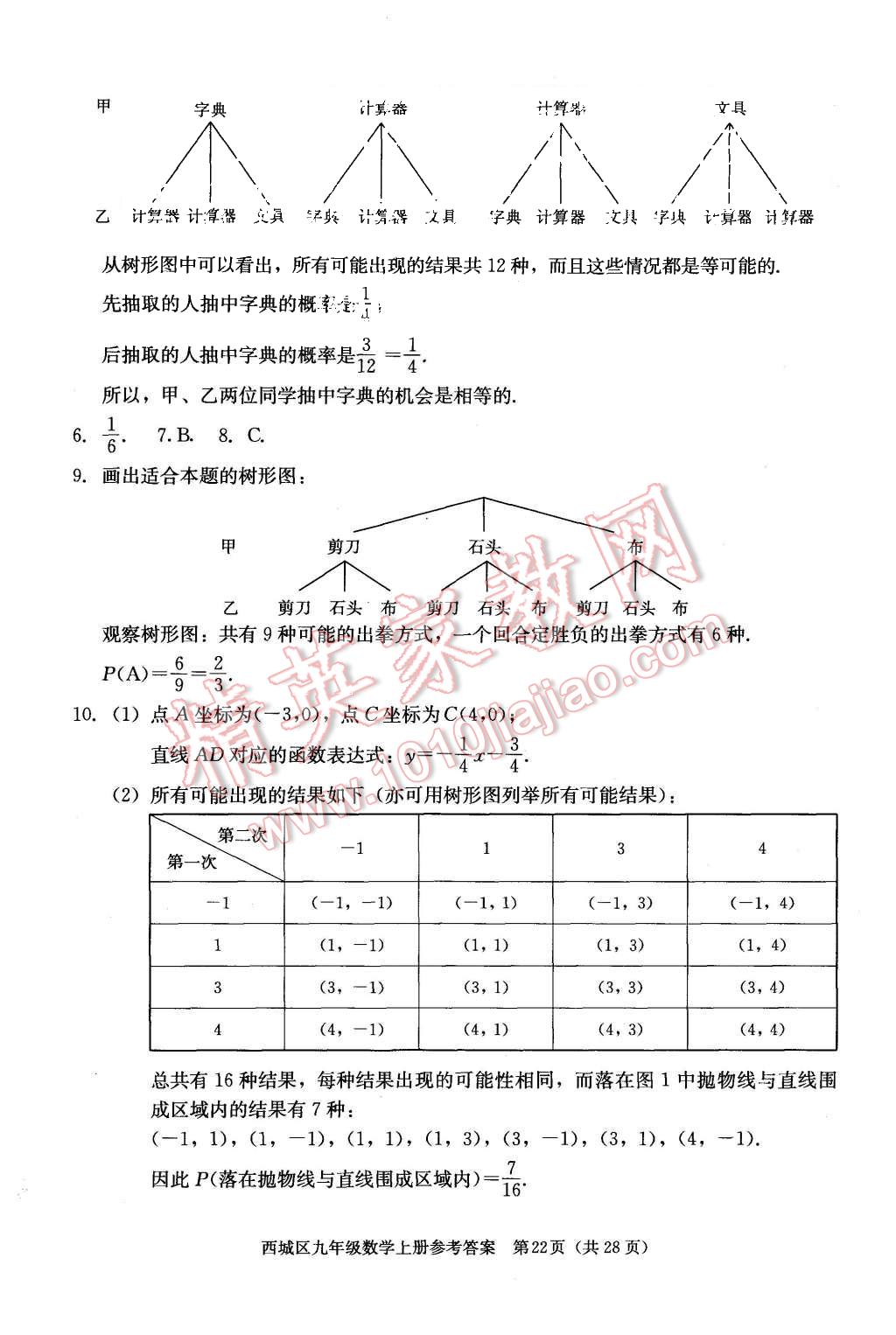 2015年学习探究诊断九年级数学上册人教版 第22页