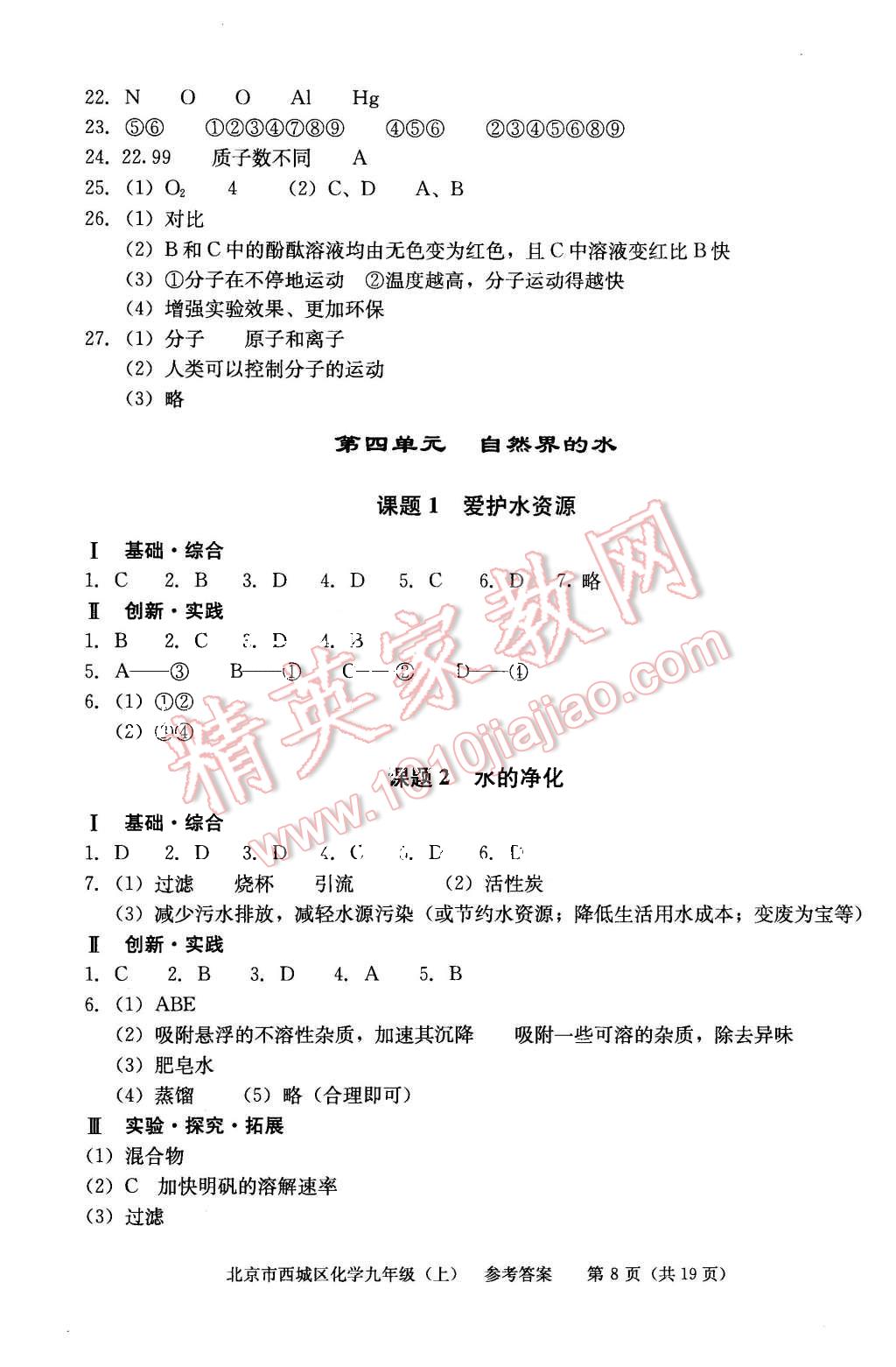 2015年学习探究诊断九年级化学上册 第8页