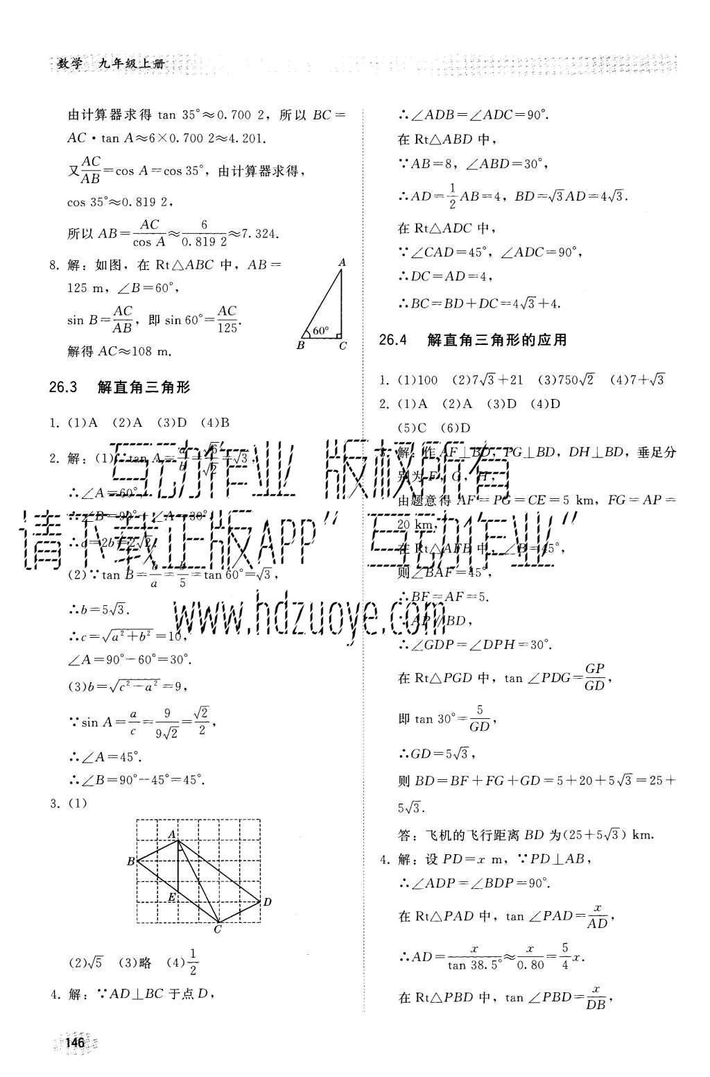 2016年同步练习册九年级数学上册冀教版河北教育出版社 参考答案第17页