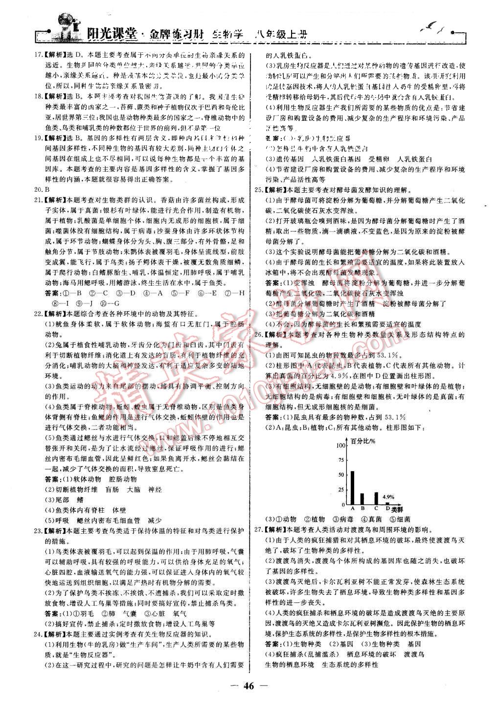 2015年陽光課堂金牌練習(xí)冊(cè)八年級(jí)生物學(xué)上冊(cè)人教版 第30頁