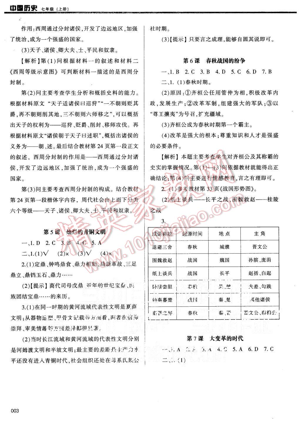 2015年學習質(zhì)量監(jiān)測七年級中國歷史上冊人教版 第3頁