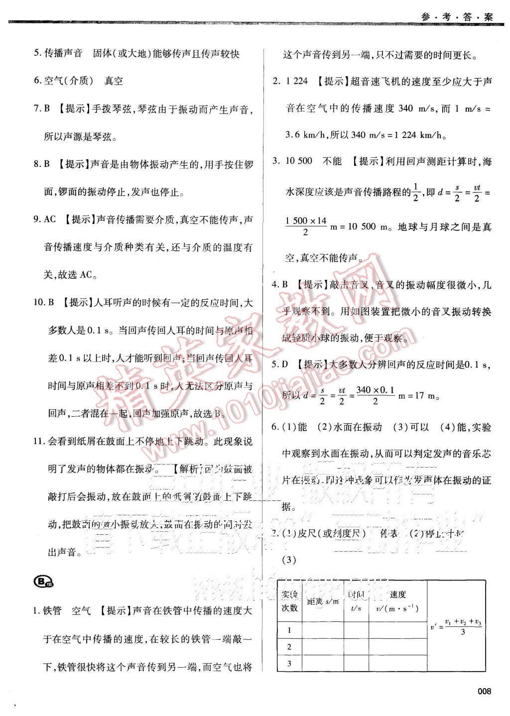 2015年学习质量监测八年级物理上册人教版 第8页