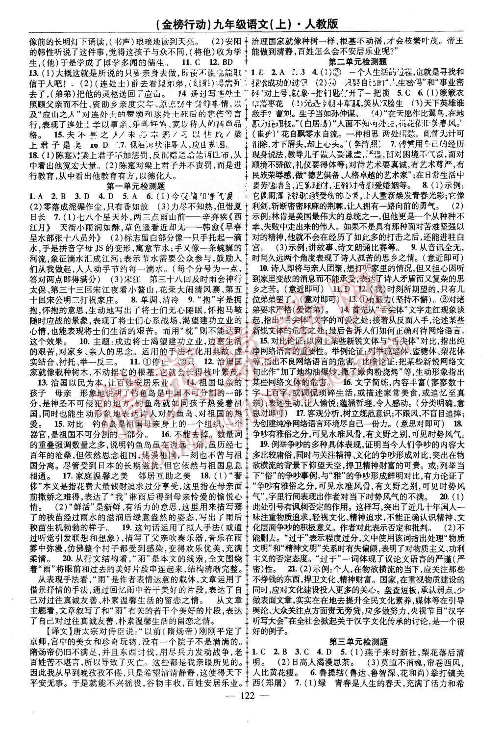 2015年金榜行動(dòng)課時(shí)導(dǎo)學(xué)案九年級語文上冊人教版 第10頁