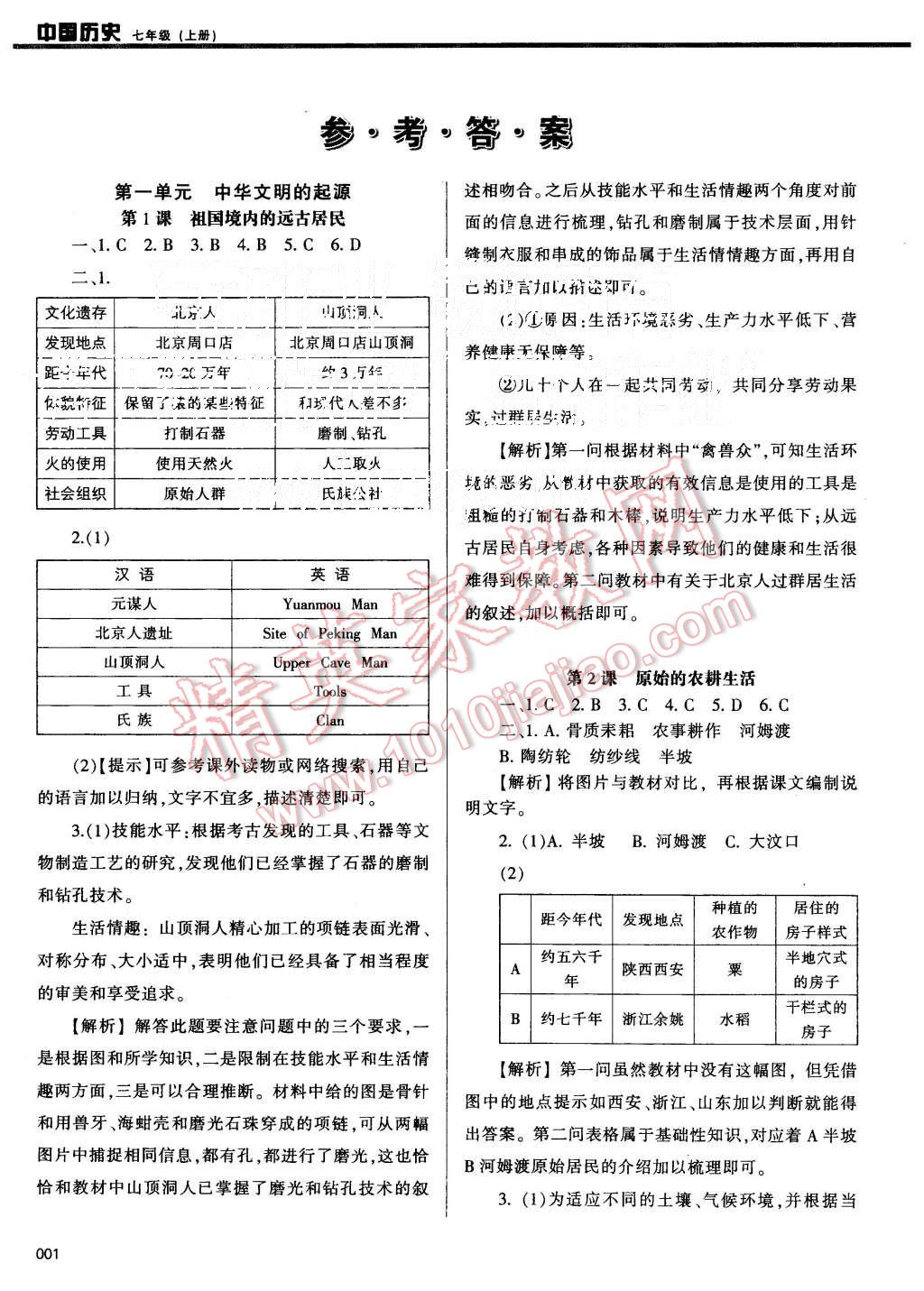 2015年學(xué)習(xí)質(zhì)量監(jiān)測七年級中國歷史上冊人教版 第1頁