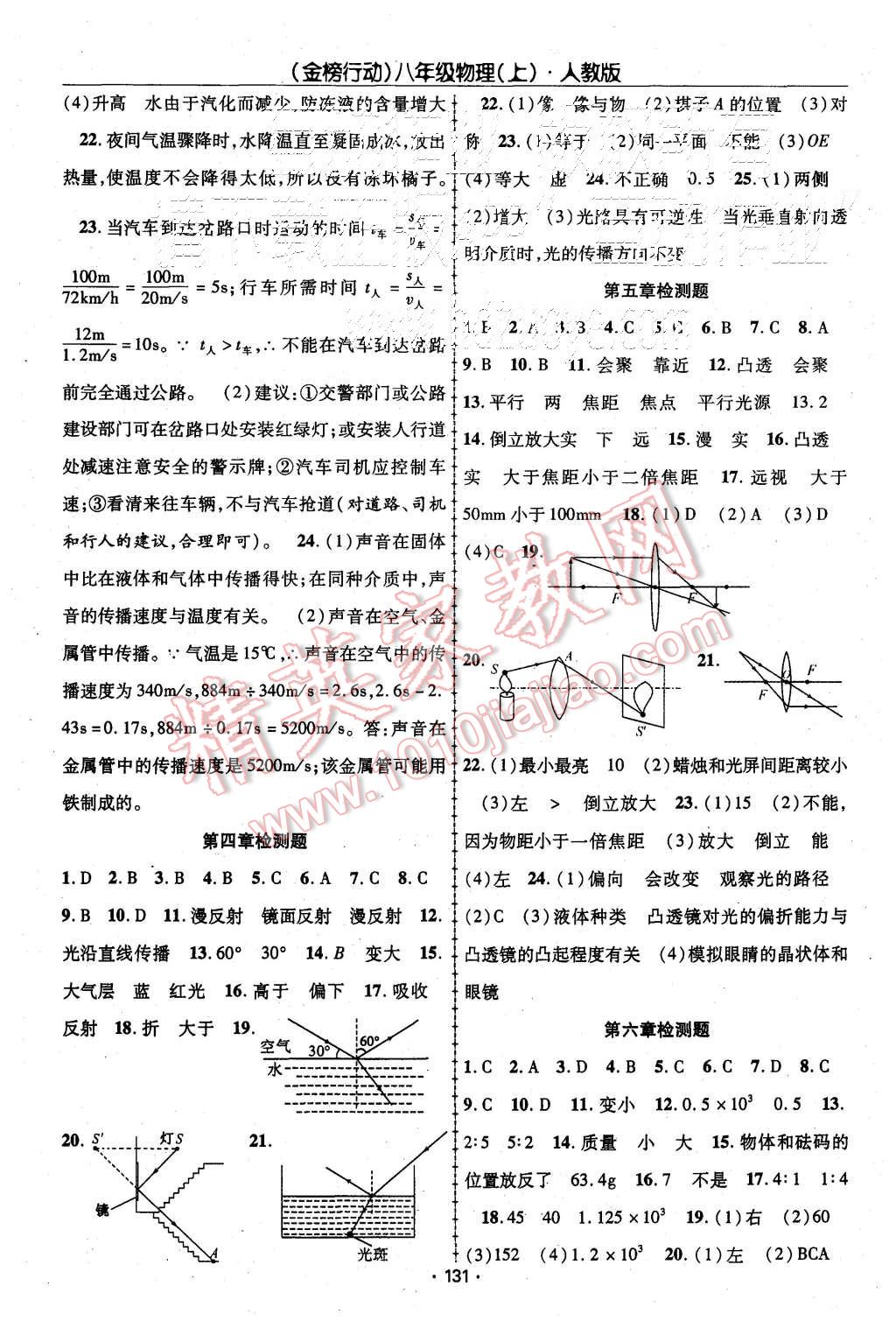 2015年金榜行動(dòng)課時(shí)導(dǎo)學(xué)案八年級(jí)物理上冊(cè)人教版 第15頁(yè)