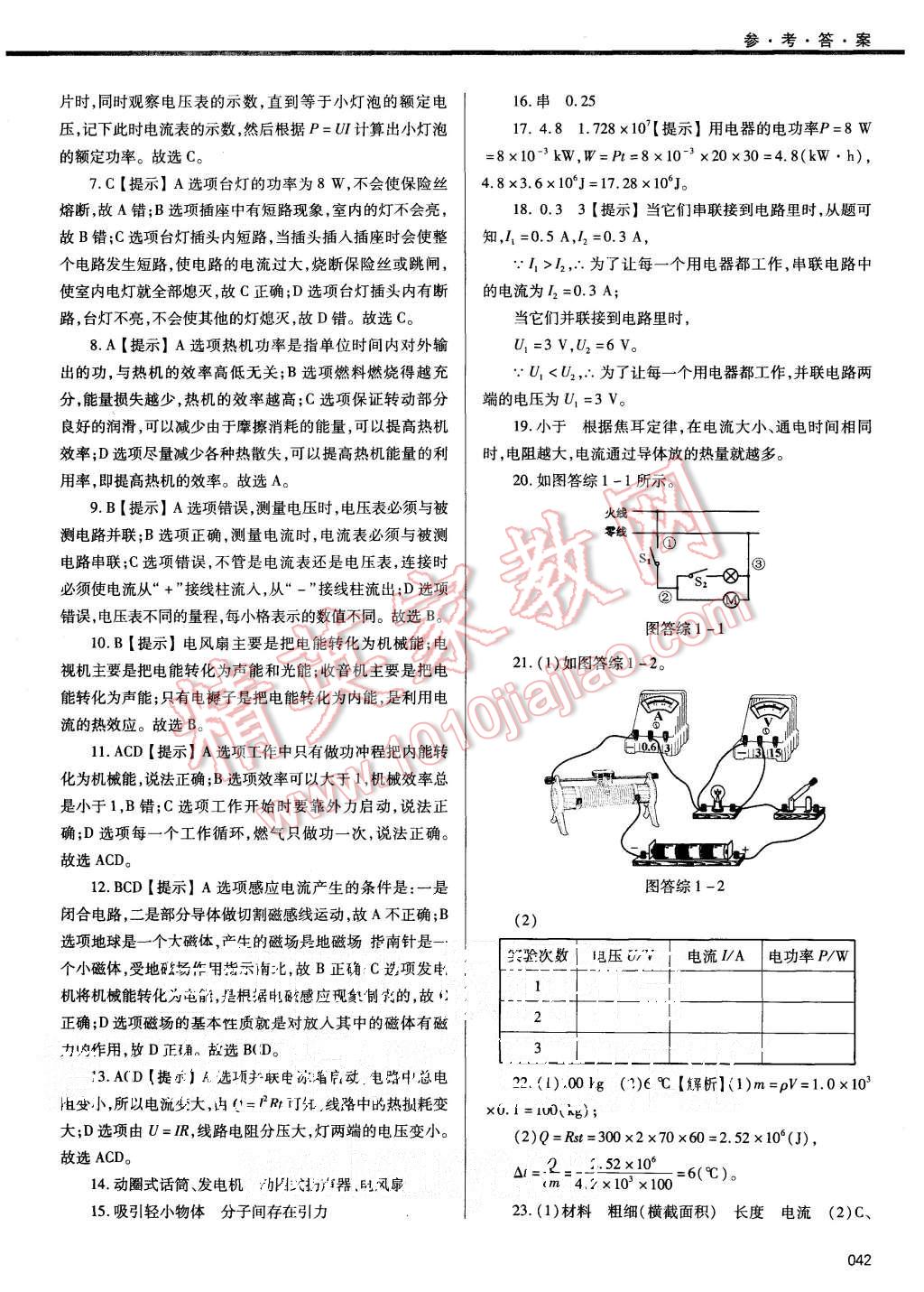 2015年學(xué)習(xí)質(zhì)量監(jiān)測九年級物理全一冊人教版 第42頁