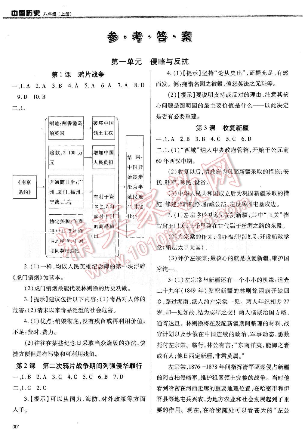 2015年学习质量监测八年级中国历史上册人教版 第1页