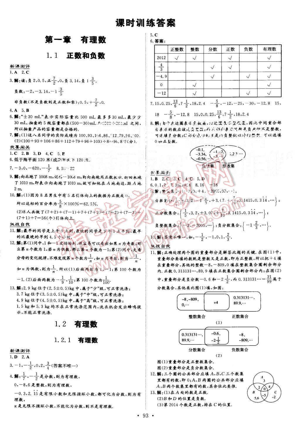 2015年A加練案課時作業(yè)本七年級數(shù)學(xué)上冊人教版 第1頁