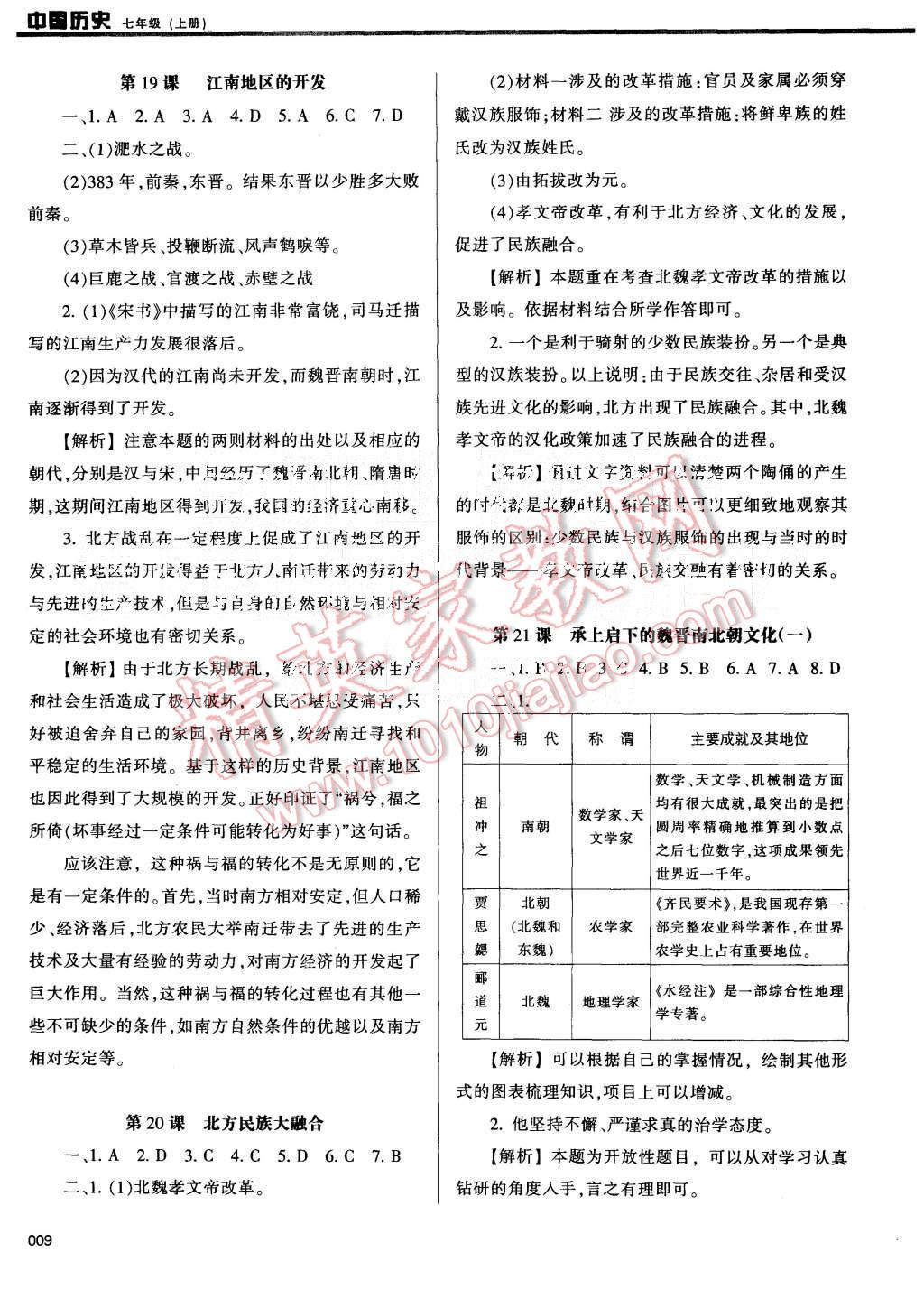 2015年學(xué)習(xí)質(zhì)量監(jiān)測七年級中國歷史上冊人教版 第9頁