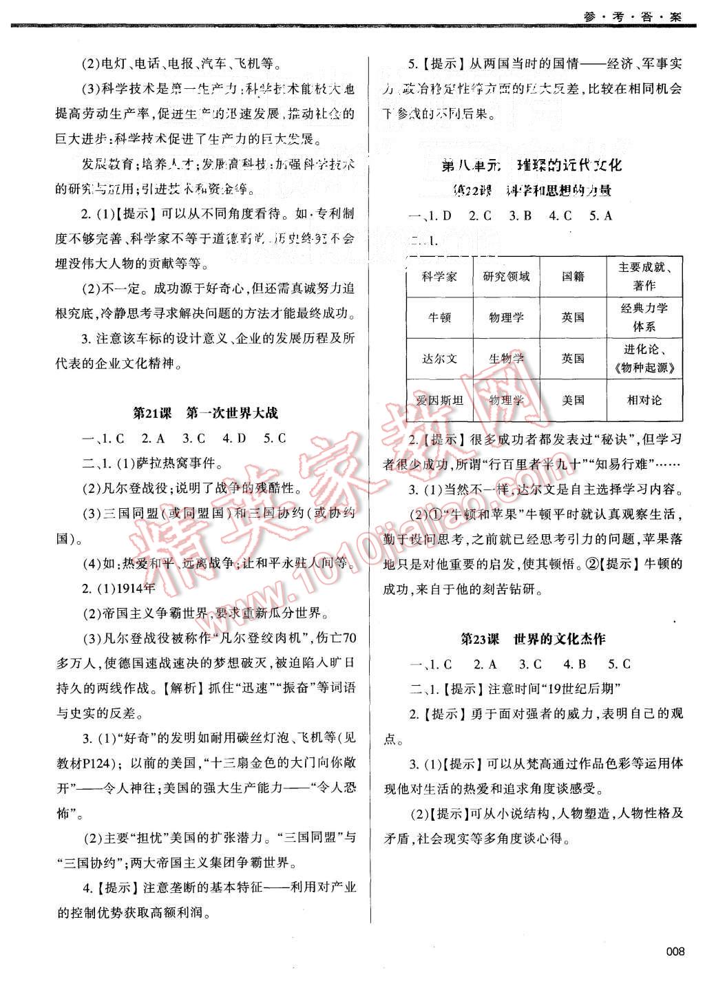 2015年學(xué)習(xí)質(zhì)量監(jiān)測九年級世界歷史上冊人教版 第8頁