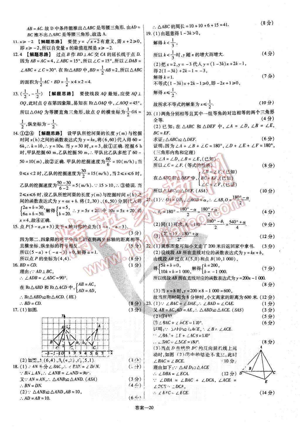 2015年金考卷活頁題選八年級數(shù)學(xué)上冊滬科版 第20頁