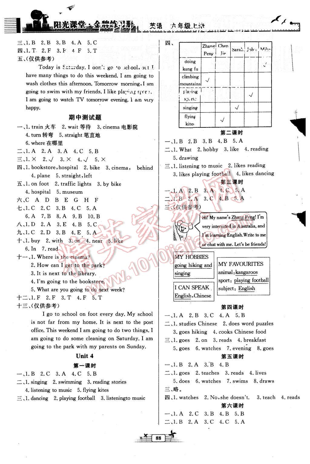 2015年陽(yáng)光課堂金牌練習(xí)冊(cè)六年級(jí)英語(yǔ)上冊(cè)人教版 第7頁(yè)