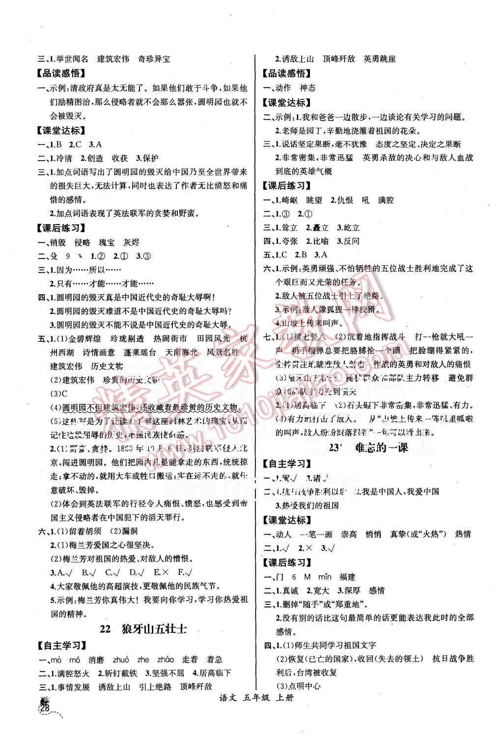 2015年同步導(dǎo)學(xué)案課時練五年級語文上冊人教版河北專版 第8頁