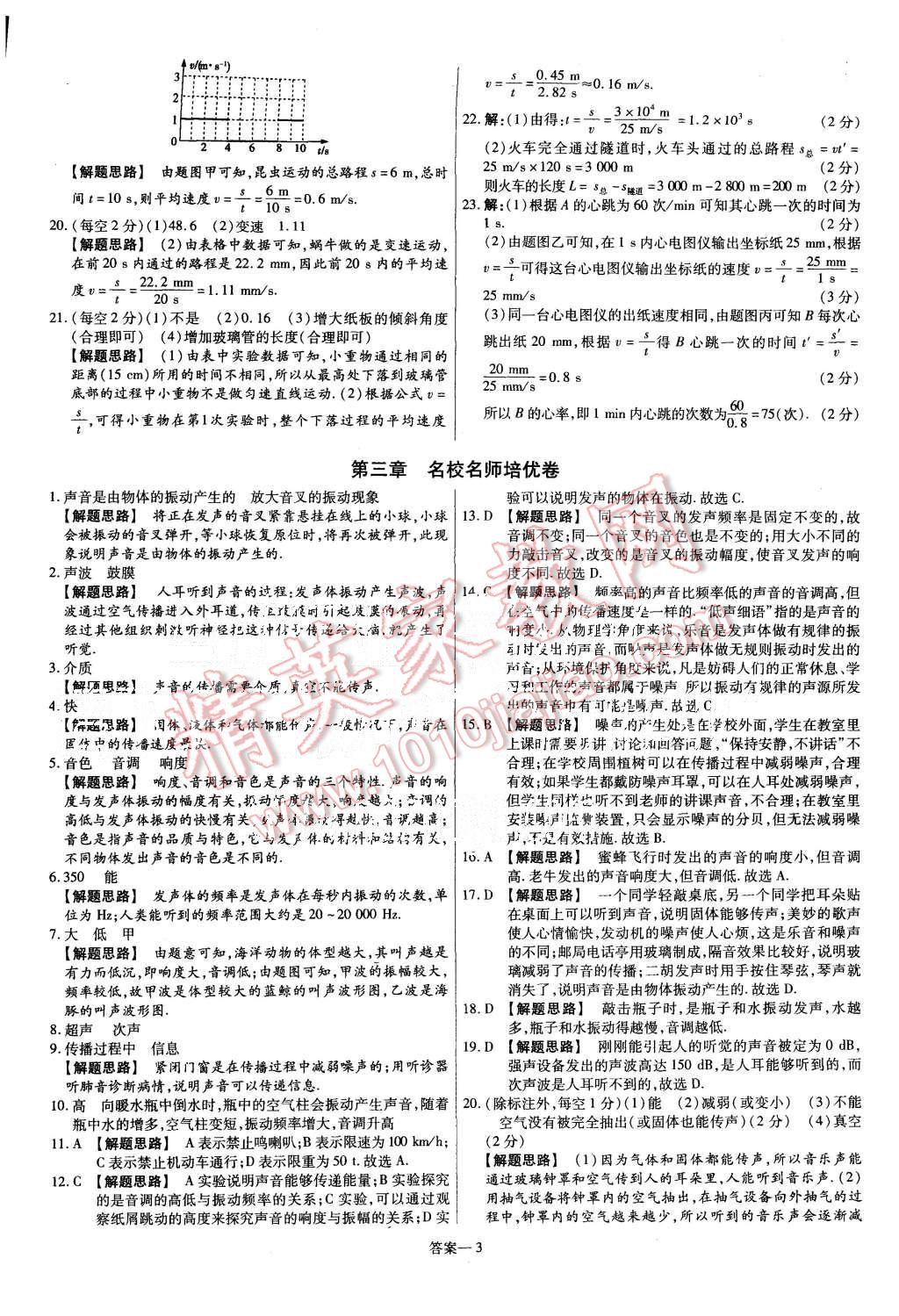 2015年金考卷活頁題選八年級物理上冊滬科版 第3頁