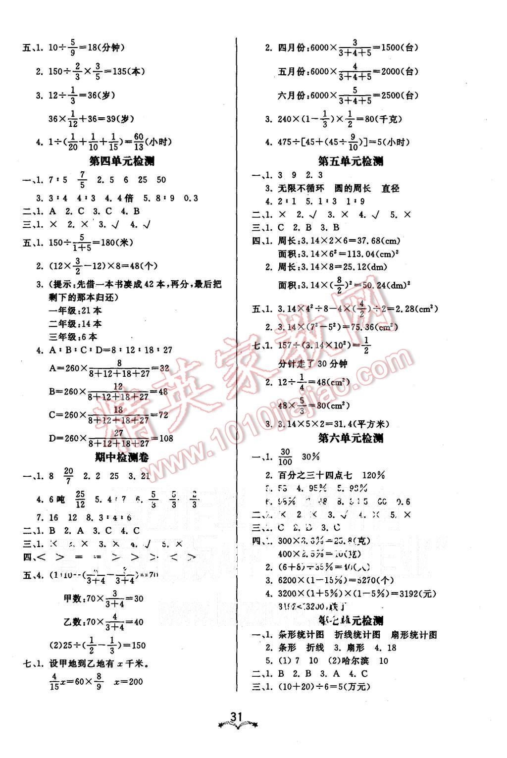 2015年黃岡冠軍課課練六年級數(shù)學(xué)上冊人教版 第7頁