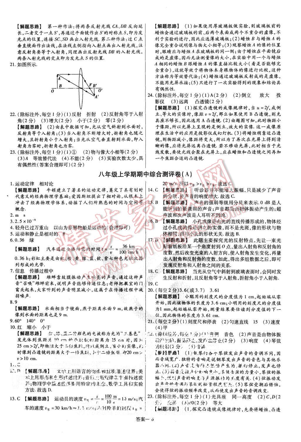 2015年金考卷活頁題選八年級物理上冊滬科版 第6頁