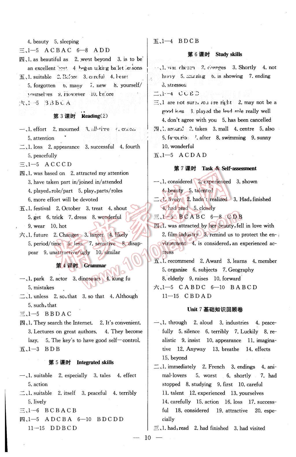 2015年基礎(chǔ)練習(xí)能力測試高效精練九年級(jí)英語上冊江蘇版 第10頁