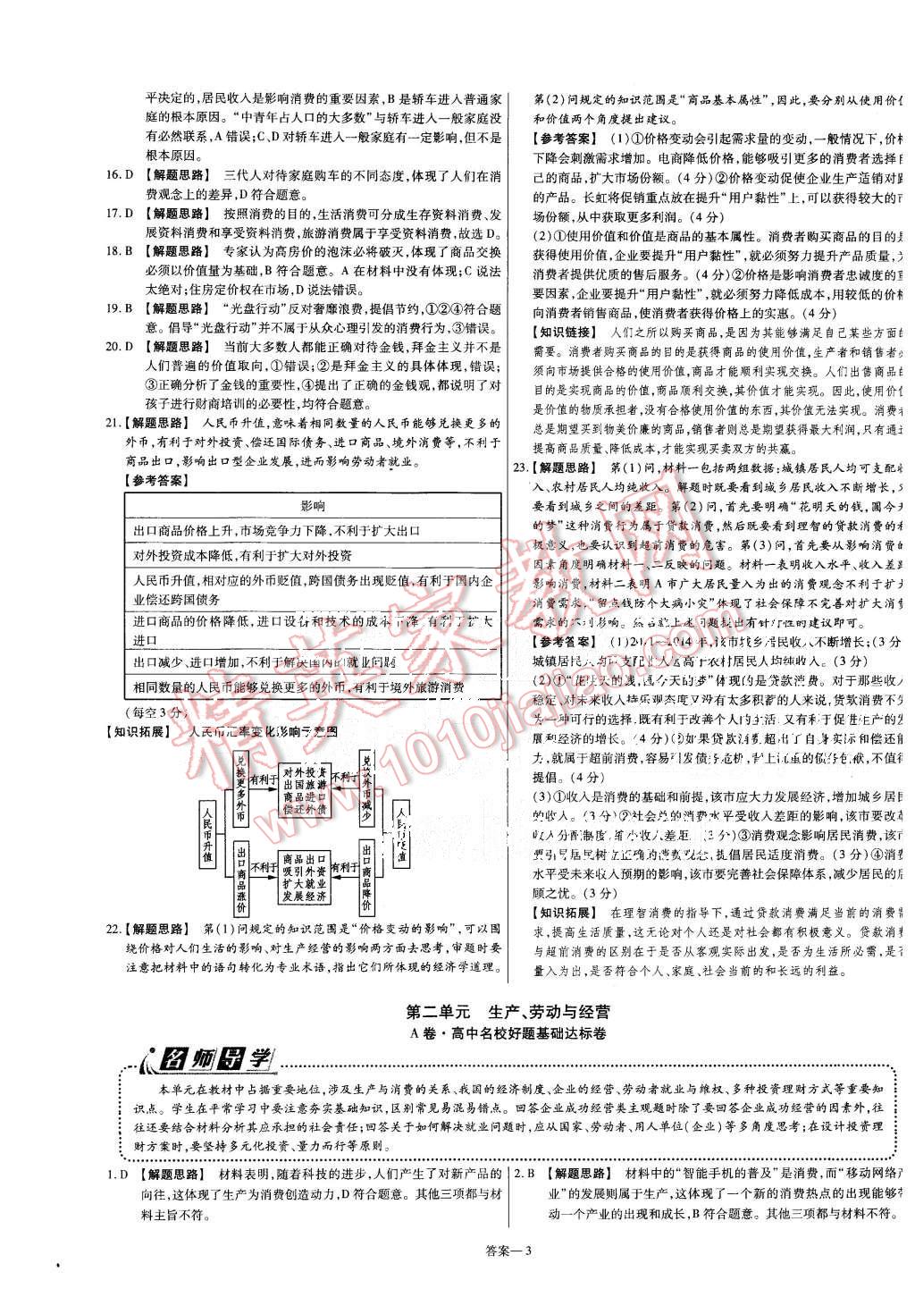 2015年金考卷活頁題選高中政治必修1人教版 第3頁