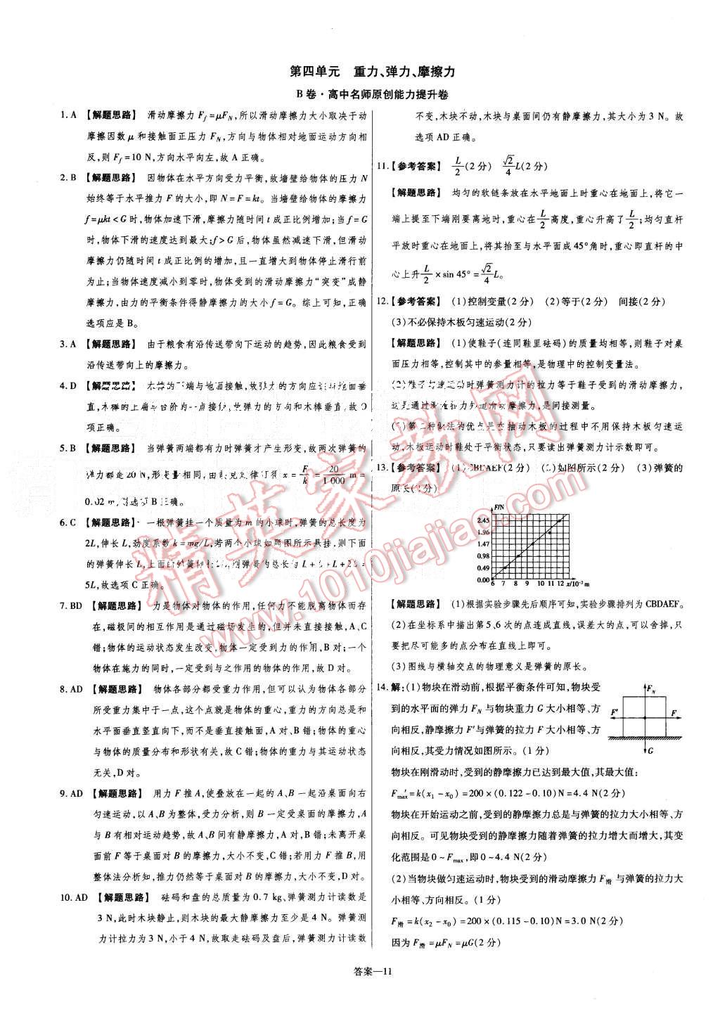 2015年金考卷活頁題選高中物理必修1人教版 第11頁