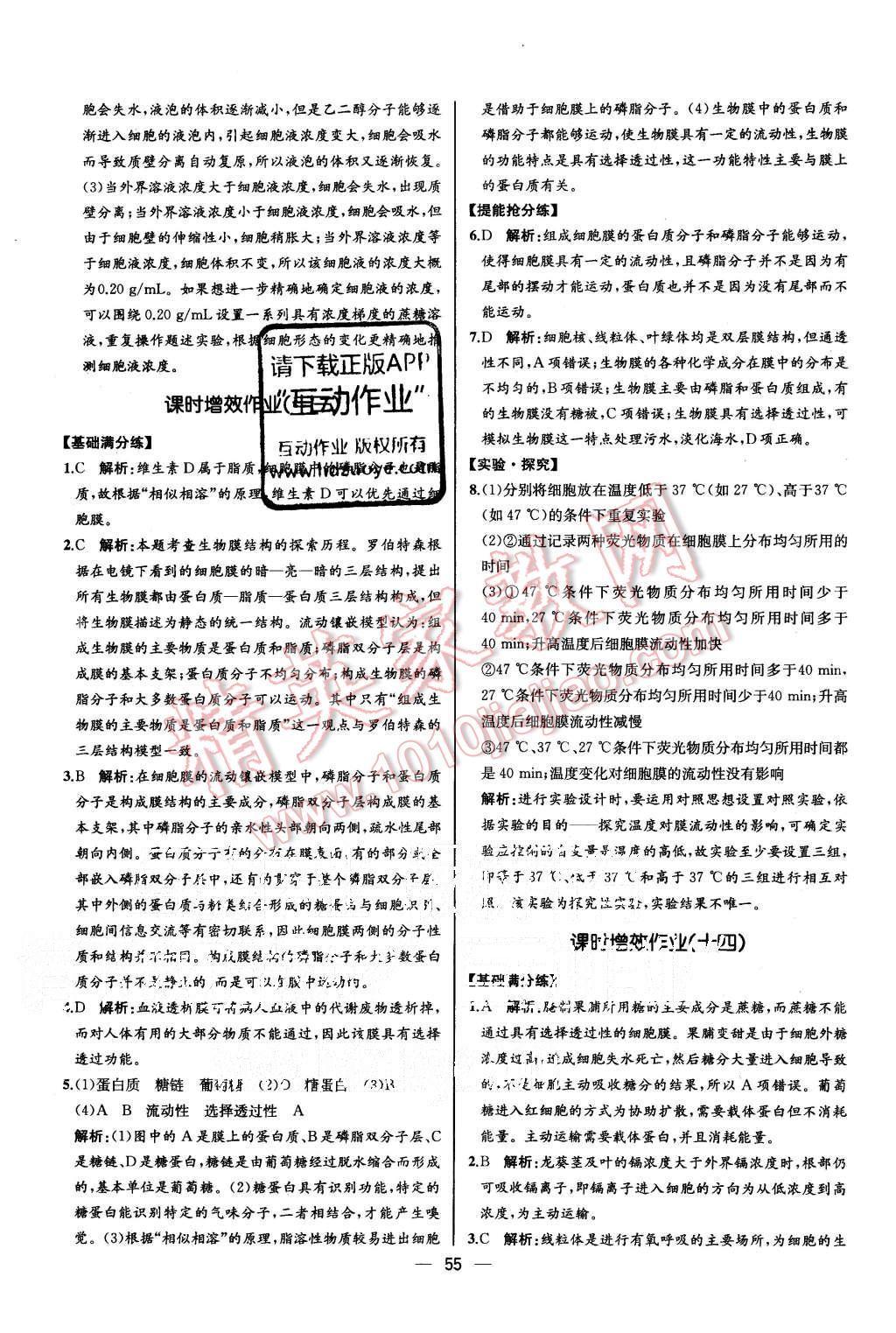 2015年同步導學案課時練高中生物必修1分子與細胞人教版 第9頁