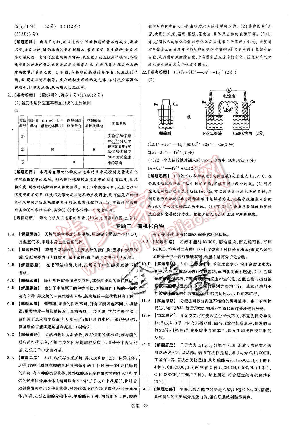 2015年金考卷活頁題選高中化學(xué)必修2人教版 第22頁