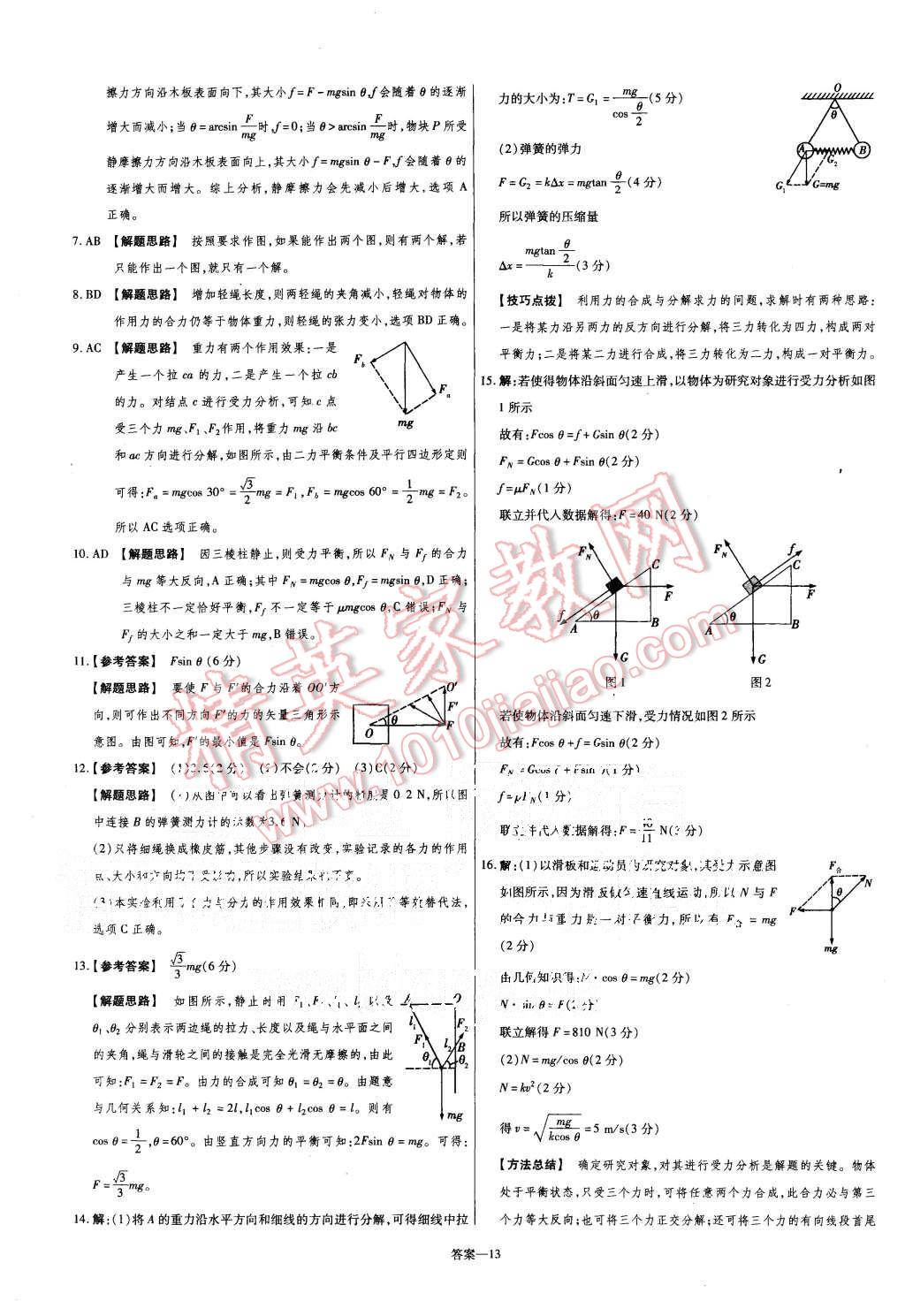 2015年金考卷活頁(yè)題選高中物理必修1人教版 第13頁(yè)