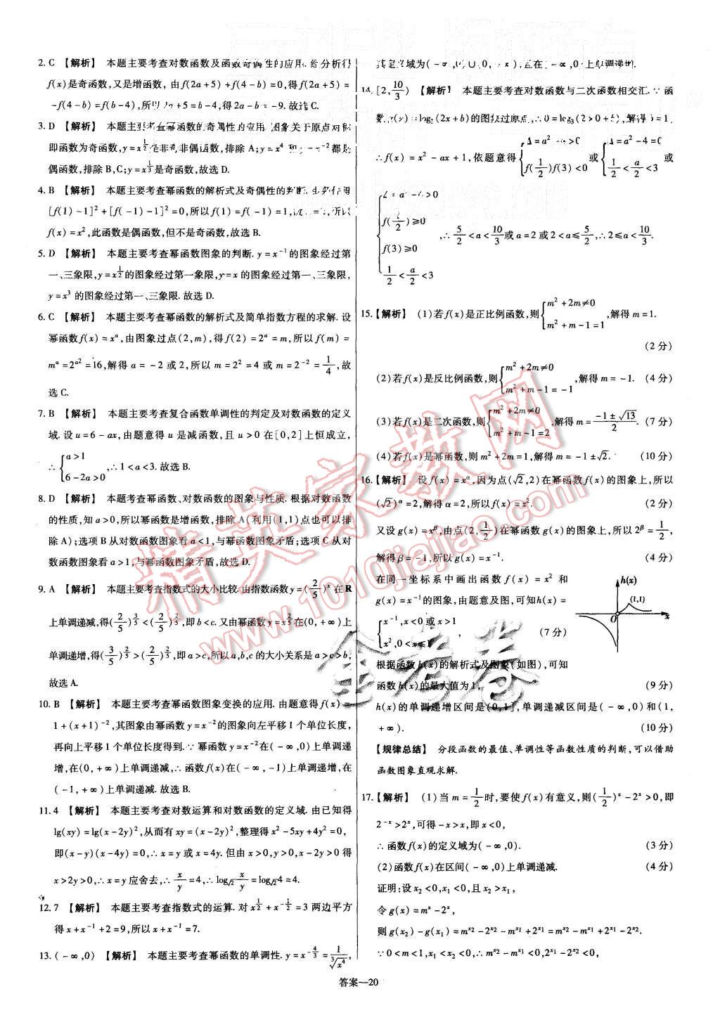 2015年金考卷活頁題選高中數(shù)學必修1人教A版 第20頁