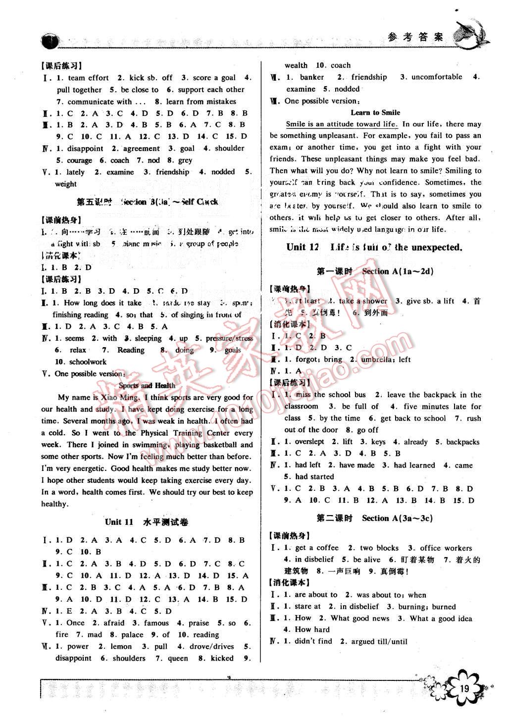 2015年初中新學(xué)案優(yōu)化與提高九年級(jí)英語(yǔ)全一冊(cè)人教版 第19頁(yè)