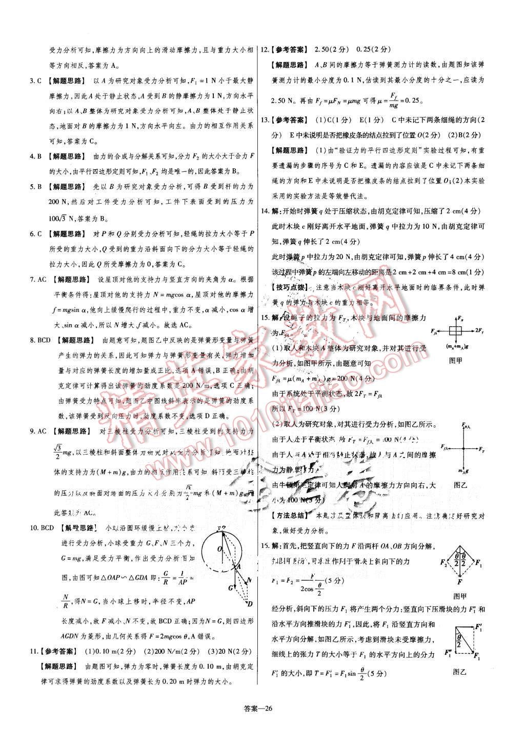 2015年金考卷活頁題選高中物理必修1人教版 第26頁