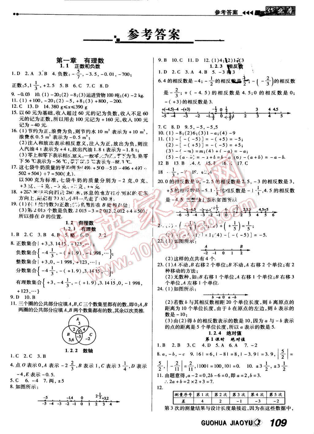 2015年国华作业本七年级数学上册人教版 第1页