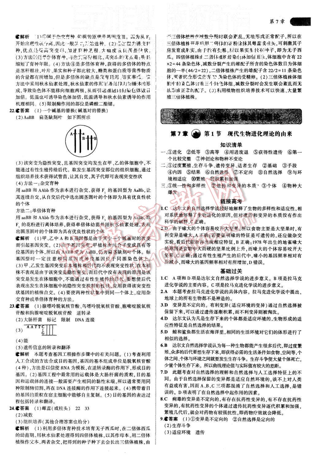 2015年5年高考3年模擬高中生物必修2人教版 第26頁