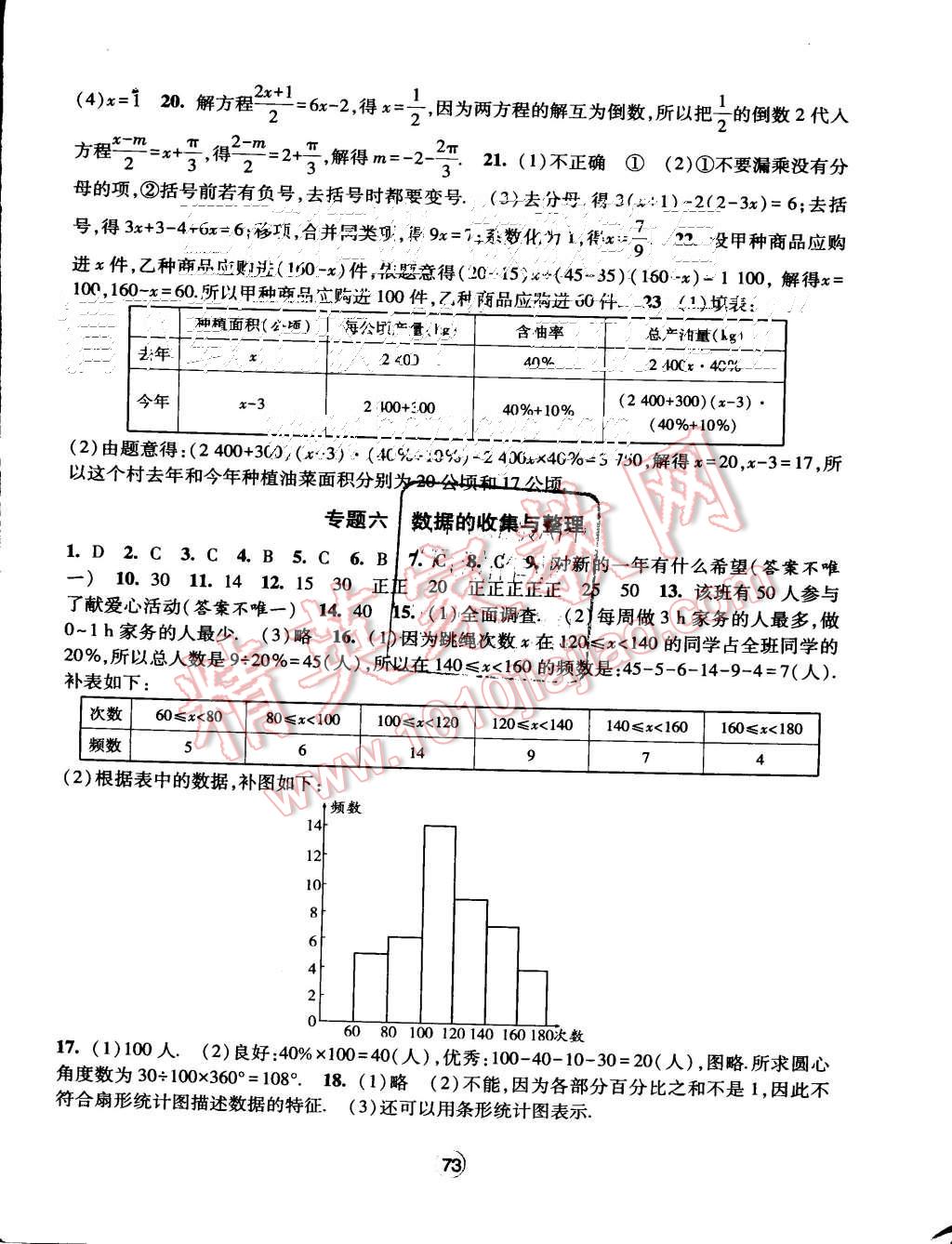 2015年通城学典活页检测七年级数学上册北师大版 第5页